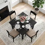 MAYEERTY Table à manger rustique marron de 39,4 po, plateau en chêne fissuré, pieds en bois massif, table polyvalente
