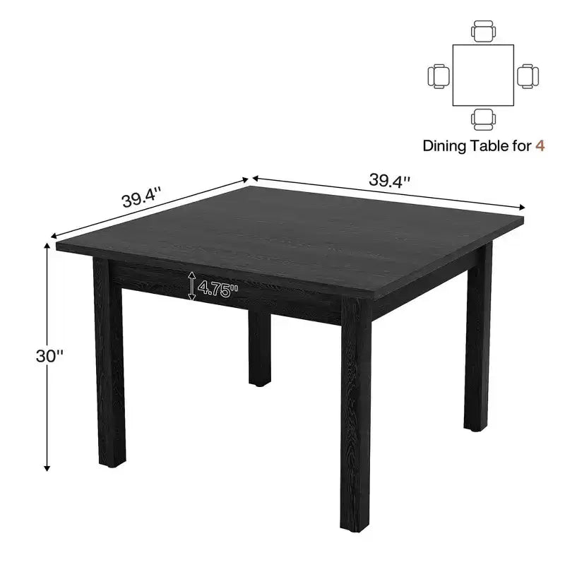 MAYEERTY Table à manger rustique marron de 39,4 po, plateau en chêne fissuré, pieds en bois massif, table polyvalente
