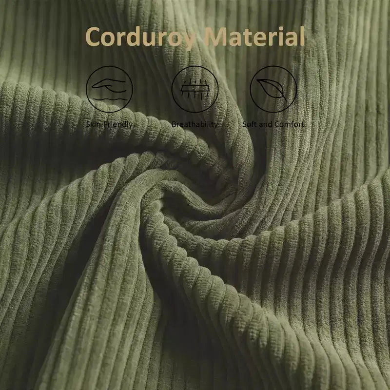 Cadre de lit plateforme Dyonery Queen en velours côtelé avec tête de lit capitonnée à oreilles de 142 cm, pieds en bois massif, sommier tapissier non requis et montage facile