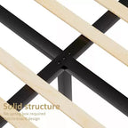 Cadre de lit plateforme Dyonery Queen en velours côtelé avec tête de lit capitonnée à oreilles de 142 cm, pieds en bois massif, sommier tapissier non requis et montage facile
