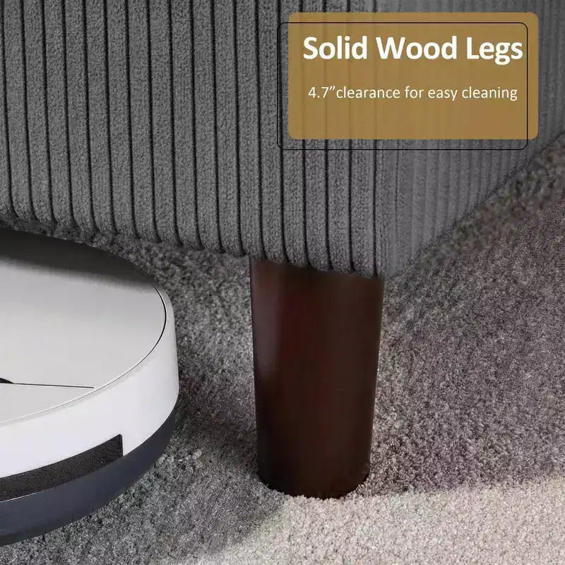 Cadre de lit plateforme Dyonery Queen en velours côtelé avec tête de lit capitonnée à oreilles de 142 cm, pieds en bois massif, sommier tapissier non requis et montage facile