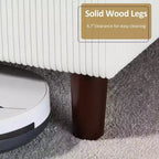 Cadre de lit plateforme Dyonery Queen en velours côtelé avec tête de lit capitonnée à oreilles de 142 cm, pieds en bois massif, sommier tapissier non requis et montage facile