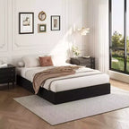 Cadre de lit double Dyonery et sommier tapissier, base de matelas à plateforme en acier robuste avec housse en tissu, sans bruit, assemblage facile