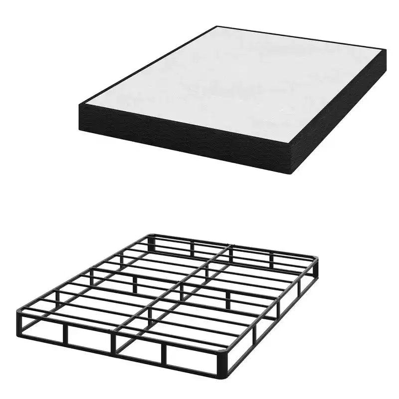 Cadre de lit double Dyonery et sommier tapissier, base de matelas à plateforme en acier robuste avec housse en tissu, sans bruit, assemblage facile