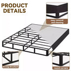 Cadre de lit double Dyonery et sommier tapissier, base de matelas à plateforme en acier robuste avec housse en tissu, sans bruit, assemblage facile