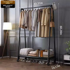 Heavy Duty Clothes Rack, Single Rod Clothing Rack with Wheels, Rolling Garment Rack for Hanging Clothes for Bedroom, Living Room & Boutique
