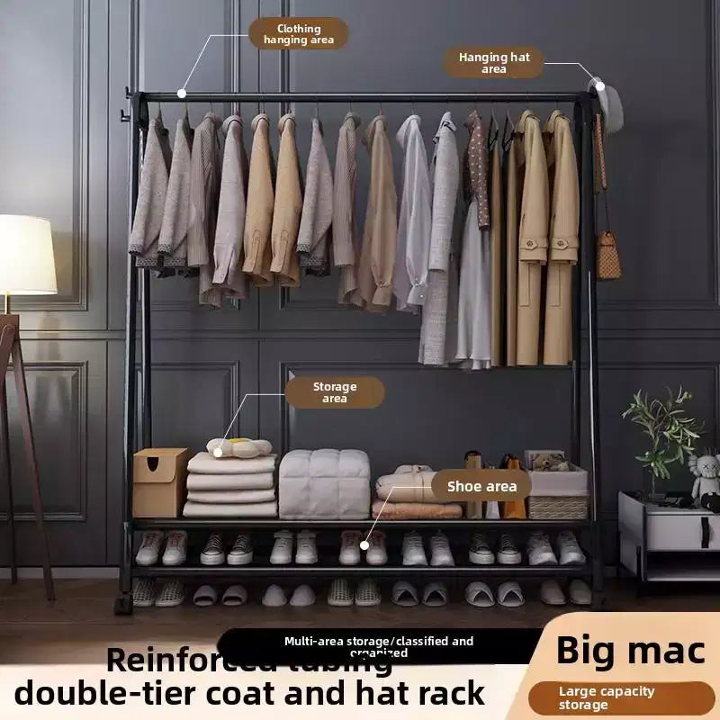 Portant à vêtements robuste, portant à vêtements à une seule tringle avec roues, portant à vêtements roulant pour suspendre les vêtements dans la chambre à coucher, le salon et la boutique