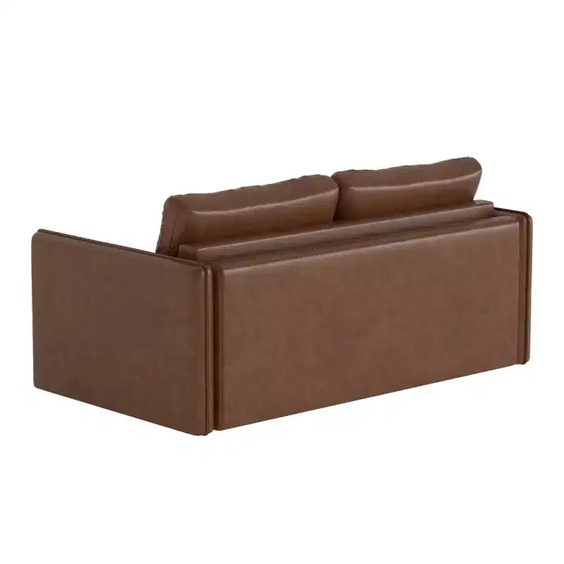 Canapé-lit convertible moderne Luck Live 63, canapé en cuir ciré à l'huile avec coussins en mousse haute densité (matelas inclus)
