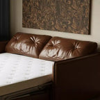 Canapé-lit convertible moderne Luck Live 63, canapé en cuir ciré à l'huile avec coussins en mousse haute densité (matelas inclus)