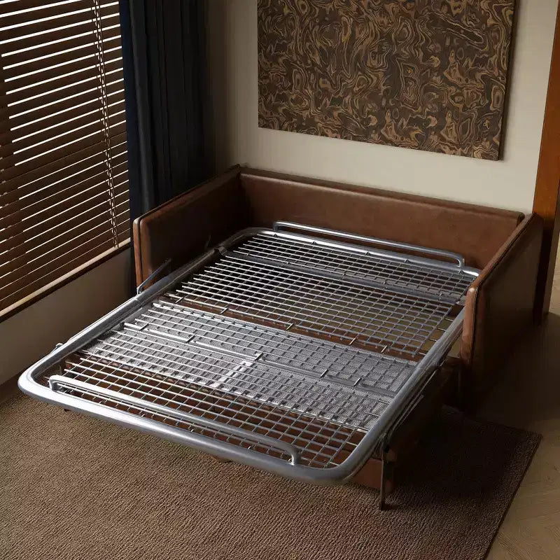 Canapé-lit convertible moderne Luck Live 63, canapé en cuir ciré à l'huile avec coussins en mousse haute densité (matelas inclus)