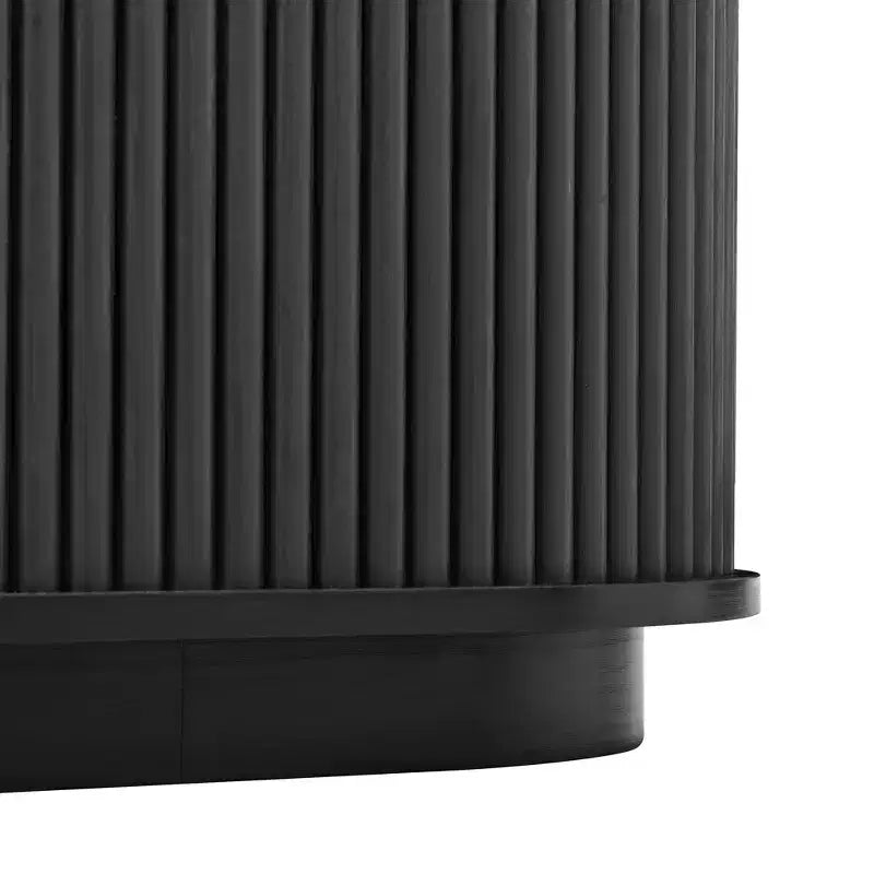 Meuble TV Rustique Vintage avec Portes Coulissantes à Lattes, Meuble TV Flûté de Ferme de 75 po avec Tiroir (Grain de Bois Noir)