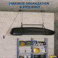 Heavy Duty Ceiling Hoist 150lb Capacity for Cargo Boxes, 8-10ft Ceilings, Overhead Storage with Adjustable Straps, 20m Ropes, Dual Pulley