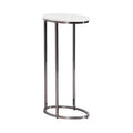 Kate and Laurel Natalli Marble Oval C-Table, White, 14x9x28