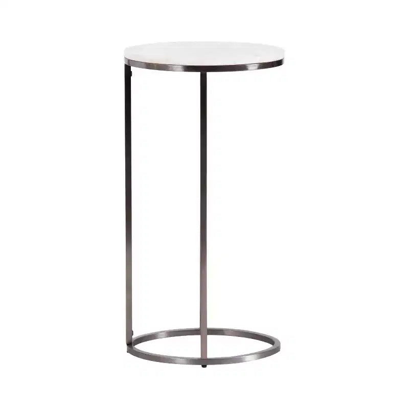 Table d'appoint ovale en marbre Kate and Laurel Natalli, blanc, 14x9x28