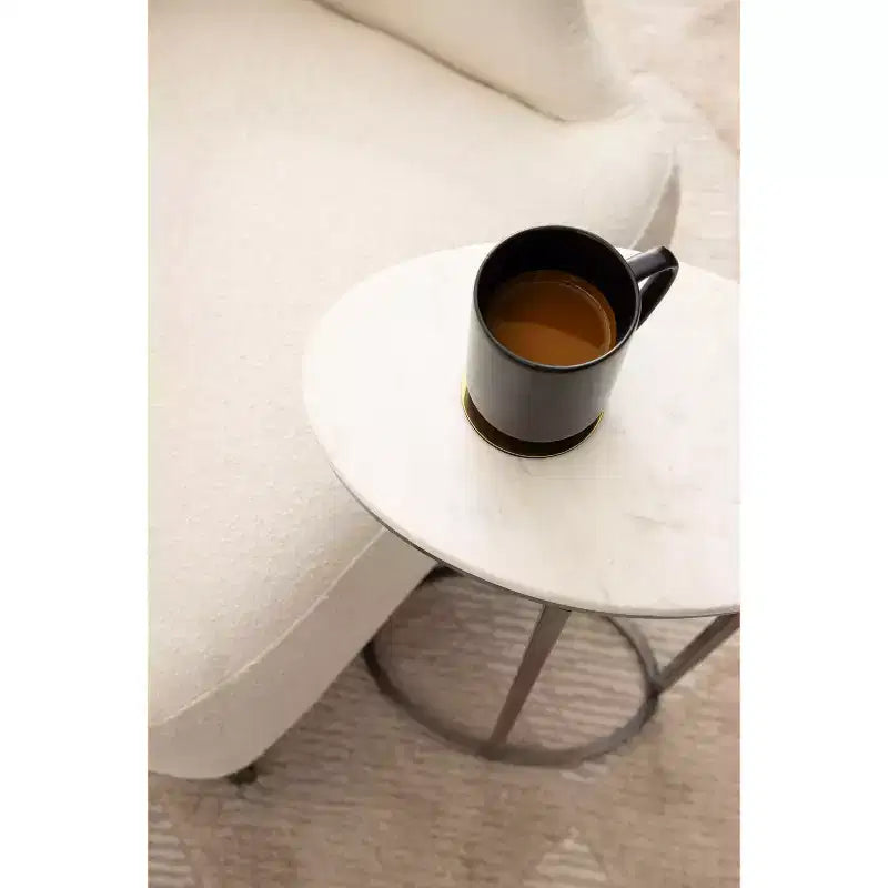 Table d'appoint ovale en marbre Kate and Laurel Natalli, blanc, 14x9x28
