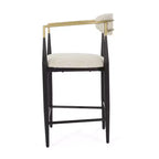 Ensemble de salle à manger moderne Christopher Knight Home Iwinie 5 pièces avec table piédestal en bois et tabourets de comptoir rembourrés en métal