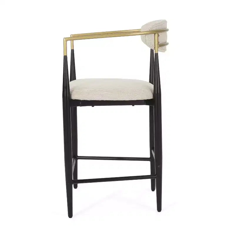 Ensemble de salle à manger moderne Christopher Knight Home Iwinie 5 pièces avec table piédestal en bois et tabourets de comptoir rembourrés en métal