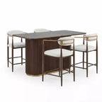 Ensemble de salle à manger moderne Christopher Knight Home Iwinie 5 pièces avec table piédestal en bois et tabourets de comptoir rembourrés en métal