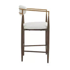 Ensemble de salle à manger moderne Christopher Knight Home Iwinie 5 pièces avec table piédestal en bois et tabourets de comptoir rembourrés en métal