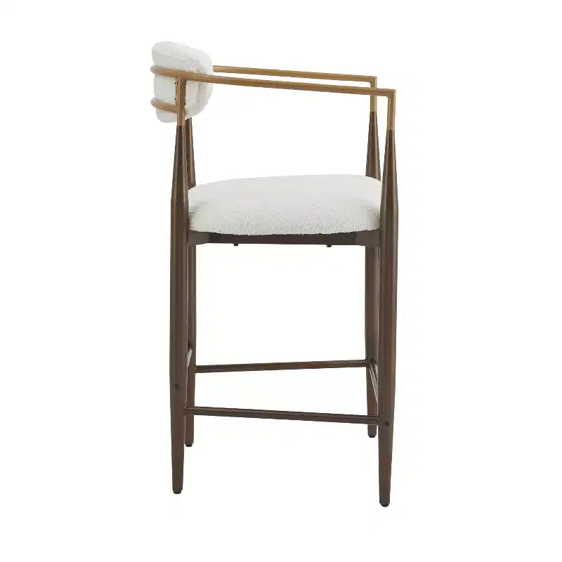 Ensemble de salle à manger moderne Christopher Knight Home Iwinie 5 pièces avec table piédestal en bois et tabourets de comptoir rembourrés en métal