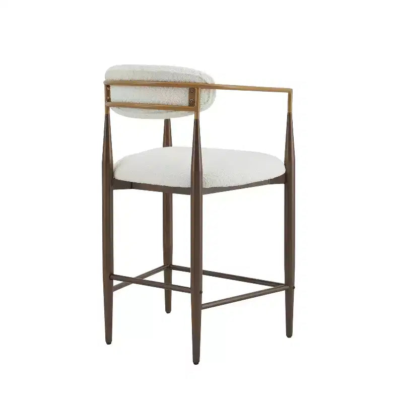 Ensemble de salle à manger moderne Christopher Knight Home Iwinie 5 pièces avec table piédestal en bois et tabourets de comptoir rembourrés en métal