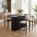 Ensemble de salle à manger moderne Christopher Knight Home Iwinie 5 pièces avec table piédestal en bois et tabourets de comptoir rembourrés en métal