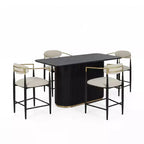 Ensemble de salle à manger moderne Christopher Knight Home Iwinie 5 pièces avec table piédestal en bois et tabourets de comptoir rembourrés en métal