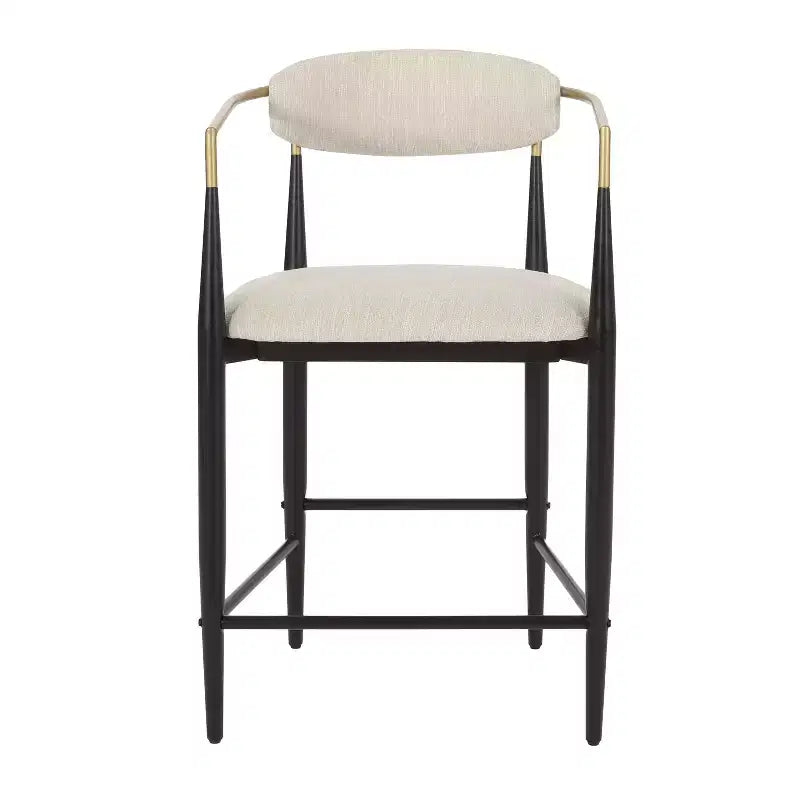 Ensemble de salle à manger moderne Christopher Knight Home Iwinie 5 pièces avec table piédestal en bois et tabourets de comptoir rembourrés en métal