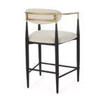 Ensemble de salle à manger moderne Christopher Knight Home Iwinie 5 pièces avec table piédestal en bois et tabourets de comptoir rembourrés en métal