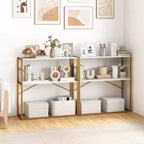 Costway Table Console 36" avec Étagères Ouvertes Texturées en Bois et Cadre Métallique pour Couloir Blanc/Brun