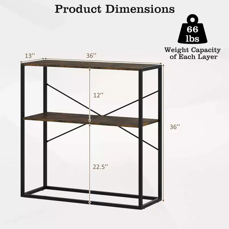 Costway Table Console 36" avec Étagères Ouvertes Texturées en Bois et Cadre Métallique pour Couloir Blanc/Brun