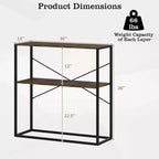 Costway Table Console 36" avec Étagères Ouvertes Texturées en Bois et Cadre Métallique pour Couloir Blanc/Brun