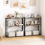 Costway Table Console 36" avec Étagères Ouvertes Texturées en Bois et Cadre Métallique pour Couloir Blanc/Brun