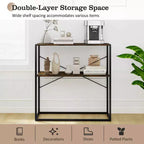 Costway Table Console 36" avec Étagères Ouvertes Texturées en Bois et Cadre Métallique pour Couloir Blanc/Brun