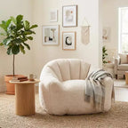 Fauteuil de salon FurnitureR en fausse fourrure, fauteuil d'appoint moelleux avec assise profonde, canapé paresseux rembourré et confortable pour salon, chambre à coucher, coin lecture