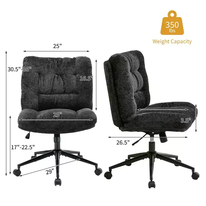 Chaise de bureau ergonomique avec pivotement à 360°, réglage de la hauteur et de l'inclinaison, assise large en forme de U, tissu doux en chenille, 4 coloris