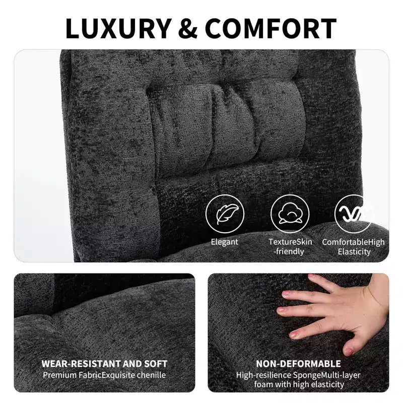 Chaise de bureau ergonomique avec pivotement à 360°, réglage de la hauteur et de l'inclinaison, assise large en forme de U, tissu doux en chenille, 4 coloris