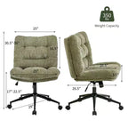 Chaise de bureau ergonomique avec pivotement à 360°, réglage de la hauteur et de l'inclinaison, assise large en forme de U, tissu doux en chenille, 4 coloris