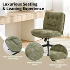 Chaise de bureau ergonomique avec pivotement à 360°, réglage de la hauteur et de l'inclinaison, assise large en forme de U, tissu doux en chenille, 4 coloris