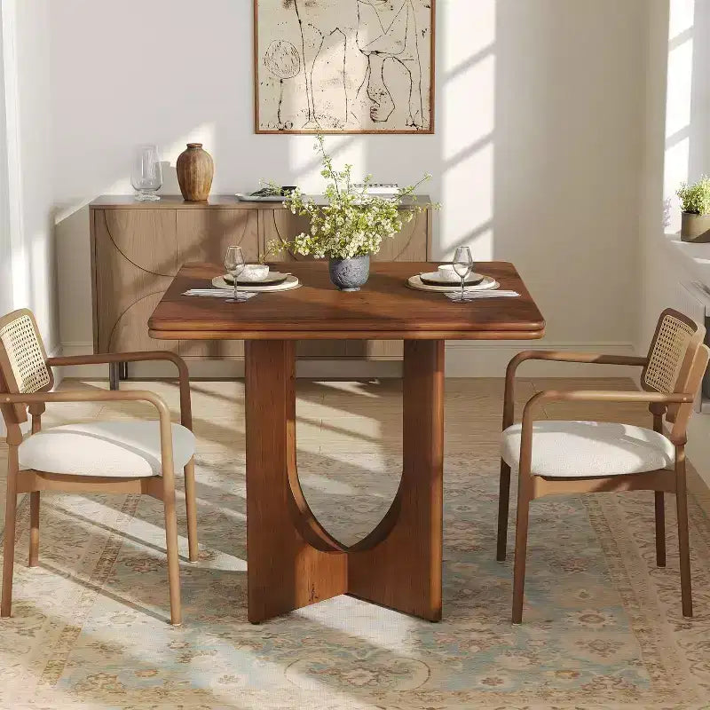 Table à manger carrée en bois Lantine pour 2-4 personnes, petite table de 80 cm pour salle à manger, cuisine, petits espaces