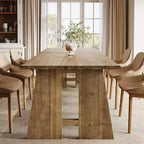 Table de salle à manger Lantine 70.87, Table de cuisine en bois massif pour 6-8 personnes, Meuble de cuisine et de salle à manger rectangulaire moderne avec pieds robustes, Marron bois