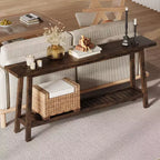 COZONY 71 Console étroite avec rangement, table d'appoint extra longue derrière le canapé, table d'entrée industrielle à 2 niveaux de style ferme
