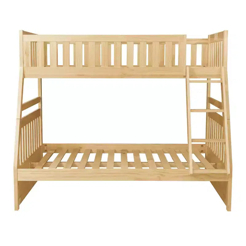 Lit superposé GDFStudio Carter moderne en bois, deux places au-dessus d'un lit double, avec échelle et garde-corps
