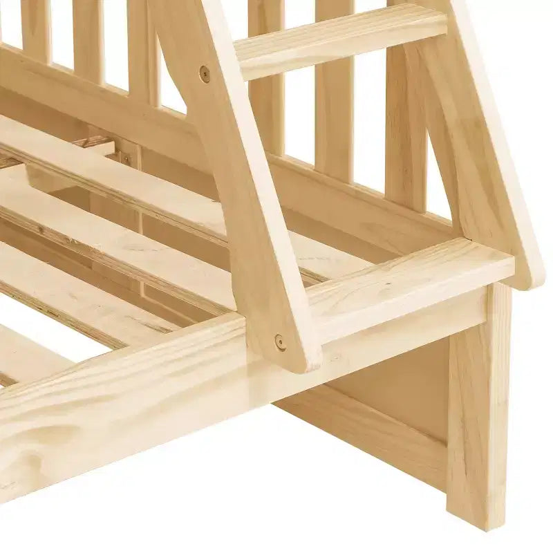Lit superposé GDFStudio Carter moderne en bois, deux places au-dessus d'un lit double, avec échelle et garde-corps