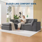 Canapé sectionnel modulaire, canapé 110 compression éponge avec assise profonde, canapés modulaires pour salon et chambre, aucun assemblage requis