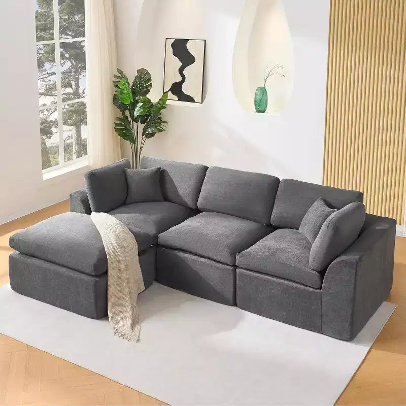 Canapé sectionnel modulaire, canapé 110 compression éponge avec assise profonde, canapés modulaires pour salon et chambre, aucun assemblage requis