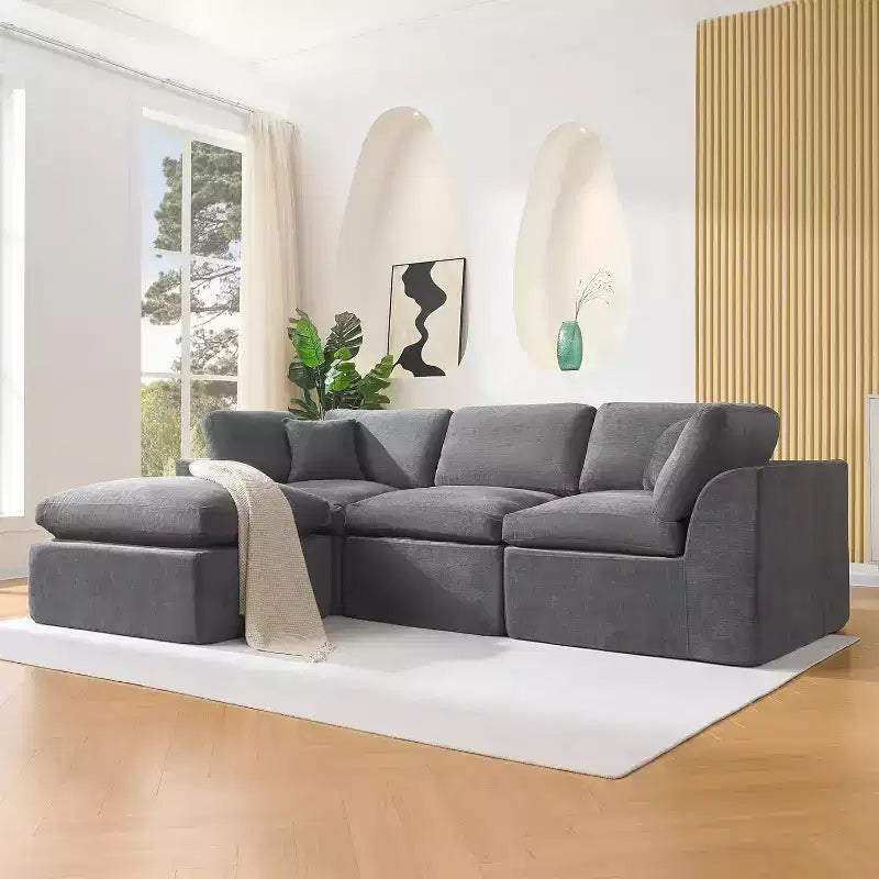 Canapé sectionnel modulaire, canapé 110 compression éponge avec assise profonde, canapés modulaires pour salon et chambre, aucun assemblage requis