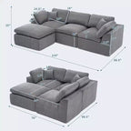 Canapé sectionnel modulaire, canapé 110 compression éponge avec assise profonde, canapés modulaires pour salon et chambre, aucun assemblage requis