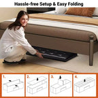 Banc de rangement pliant Costway 43 pouces avec poche latérale Coffre de rangement Marron/Gris/Gris foncé/Noir/Blanc