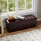 Banc de rangement pliant Costway 43 pouces avec poche latérale Coffre de rangement Marron/Gris/Gris foncé/Noir/Blanc
